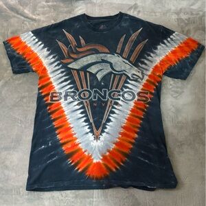 Majestic Blue and Orange Tie-Dye Vintage Denver Broncos T-Shirt